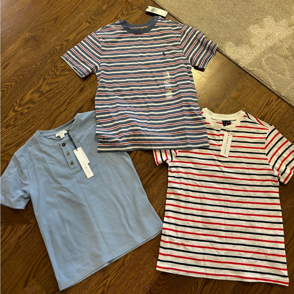 Bundle of 3- red white and blue boys shirts, sold as one unit